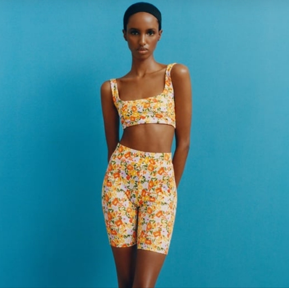 Floral Print Bike Shorts Zara - Picture 2 of 6